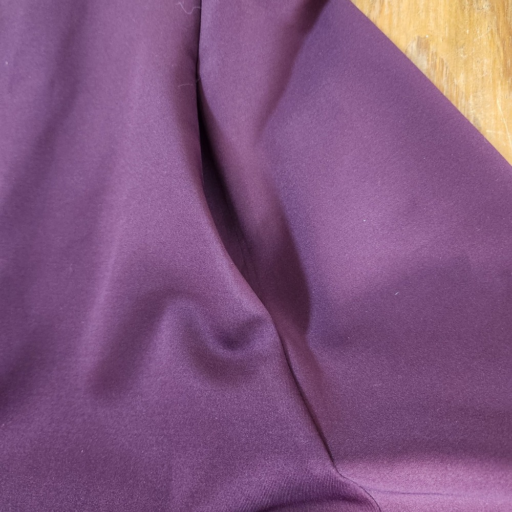 DKNY Burgundy Scuba Dress 6 NWT Short Sleeve Pockets A-Line Knee Length Gold Zip - Picture 4 of 16
